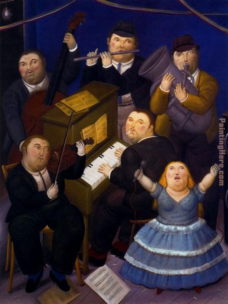 La orquesta painting - Fernando Botero La orquesta art painting